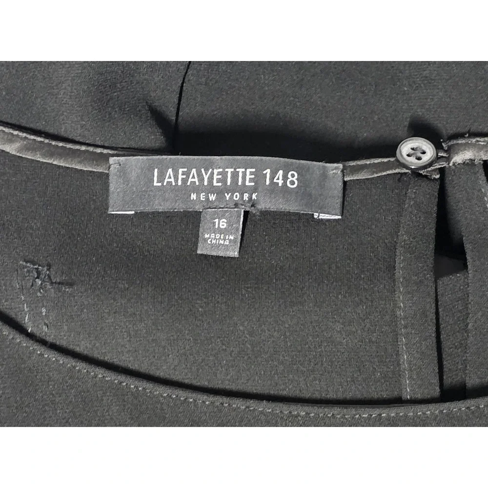 Lafayette 148 New York Caddie Embellished Blouson Sleeve Blouse‎ Black Size 16